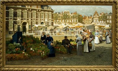 Flower Market at the Grote Markt in The Hague by Johannes Karel Christian Klinkenberg
